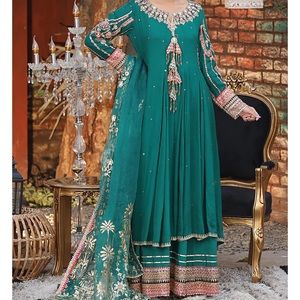 Green gold Indian formal dress size L-XL